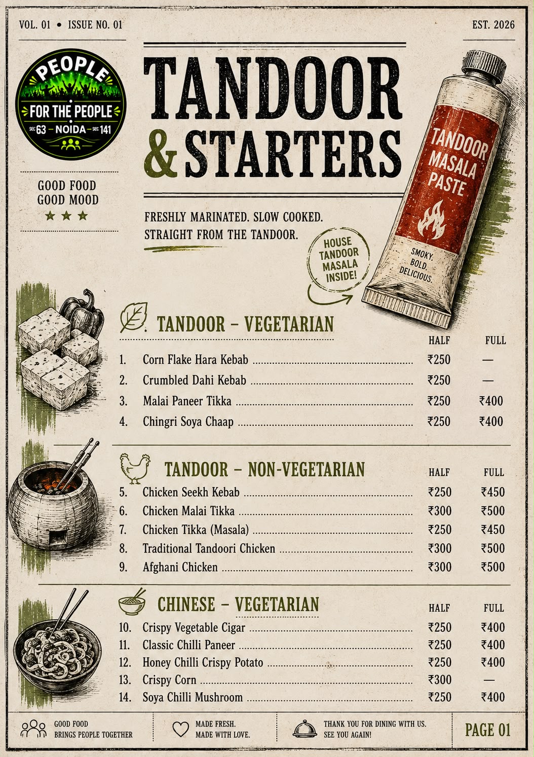 Sector 141 Menu Page 1 – Tandoor & Starters