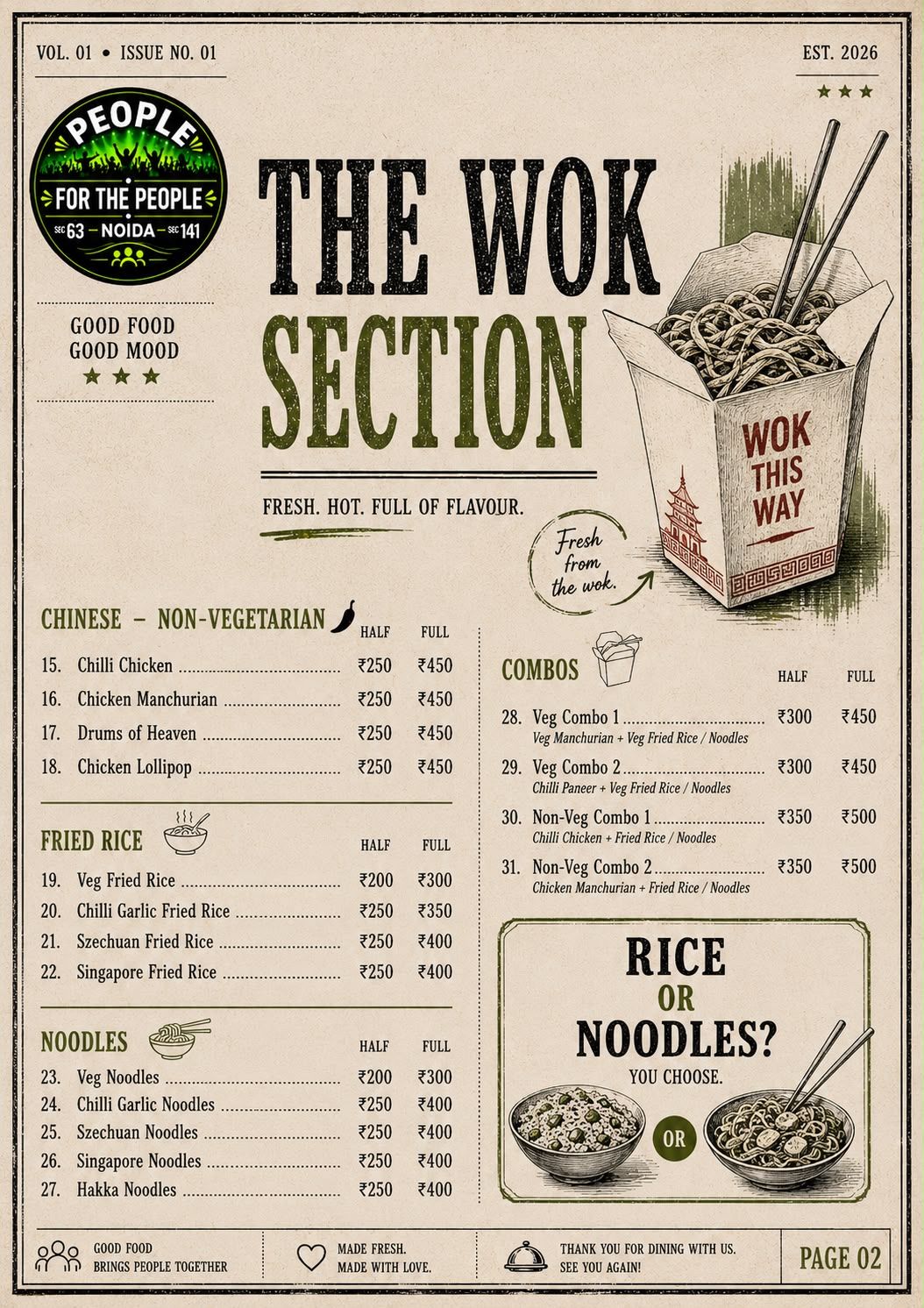 Sector 141 Menu Page 2 – The Wok Section